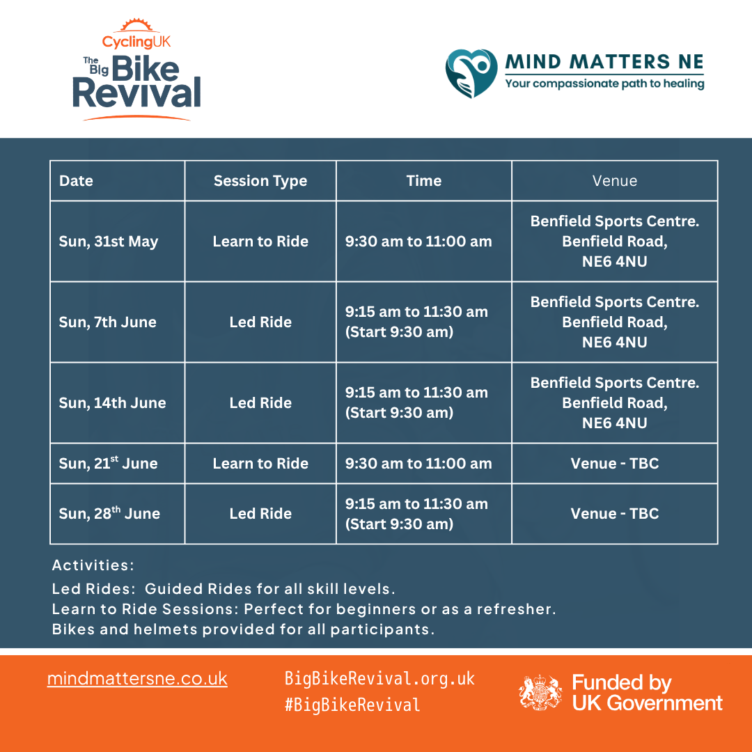Big Bike Revival Session Dates for Mind Matters NE