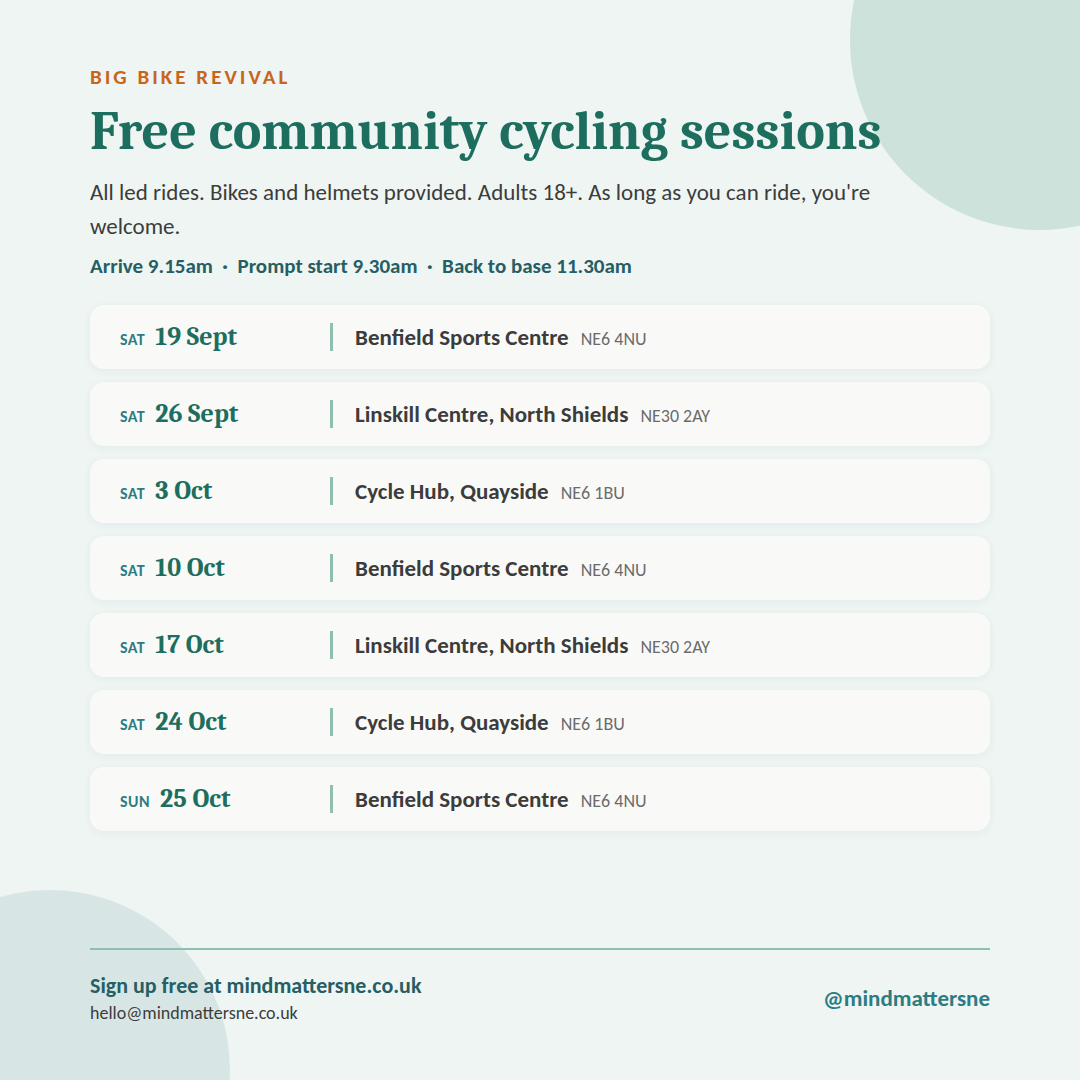 List of Big Bike Revival Dates for Autumn 2026 delivered by Mind Matters NE